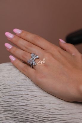 💍انگشتر جواهري پاپیونی خاص و زیبا؛ نقره عیار ۹۲۵(R_1245)	