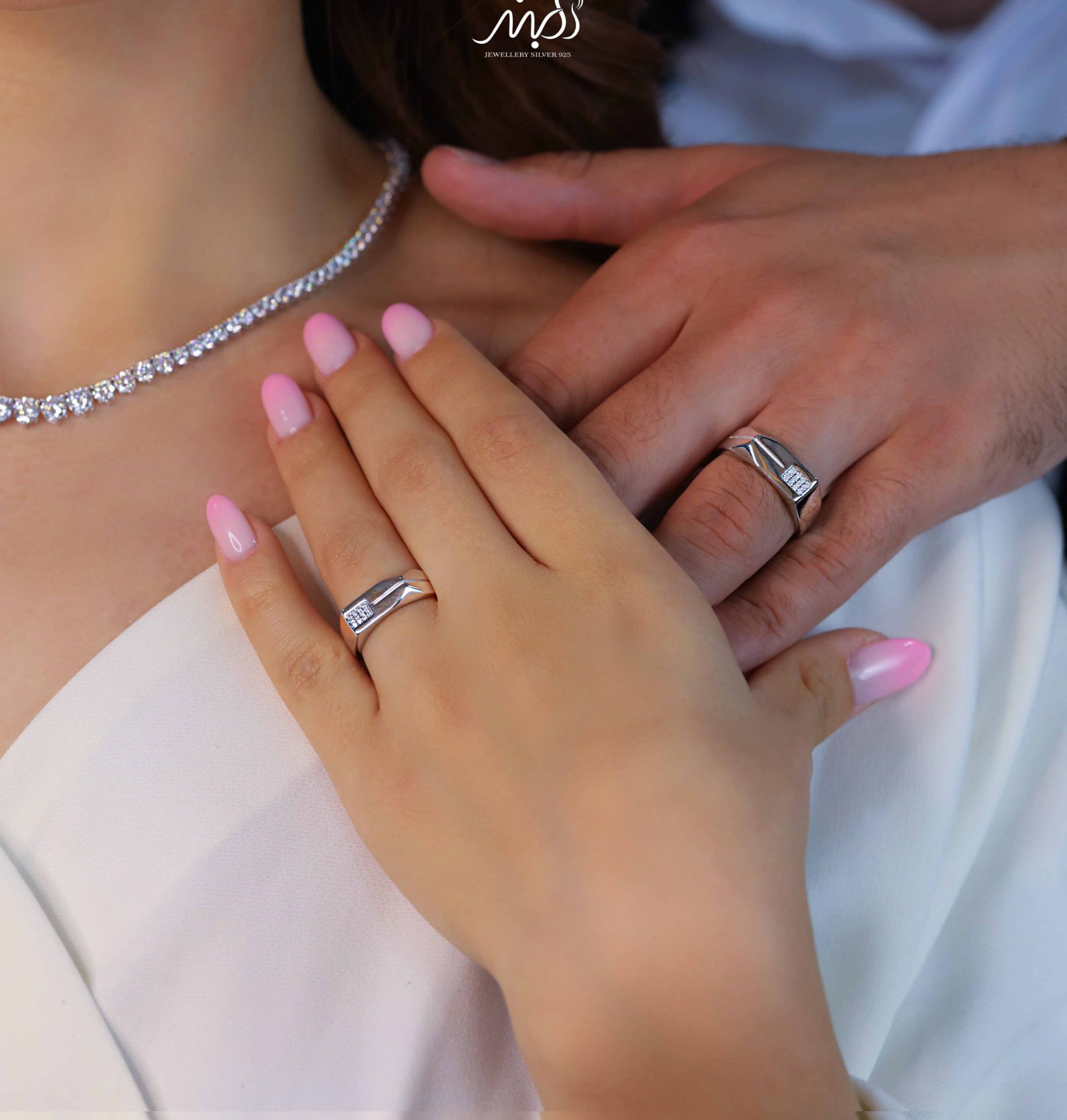 💍حلقه ست جواهري(مردانه و زنانه) خاص و زیبا؛ نقره عیار ۹۲۵(R_1252)	