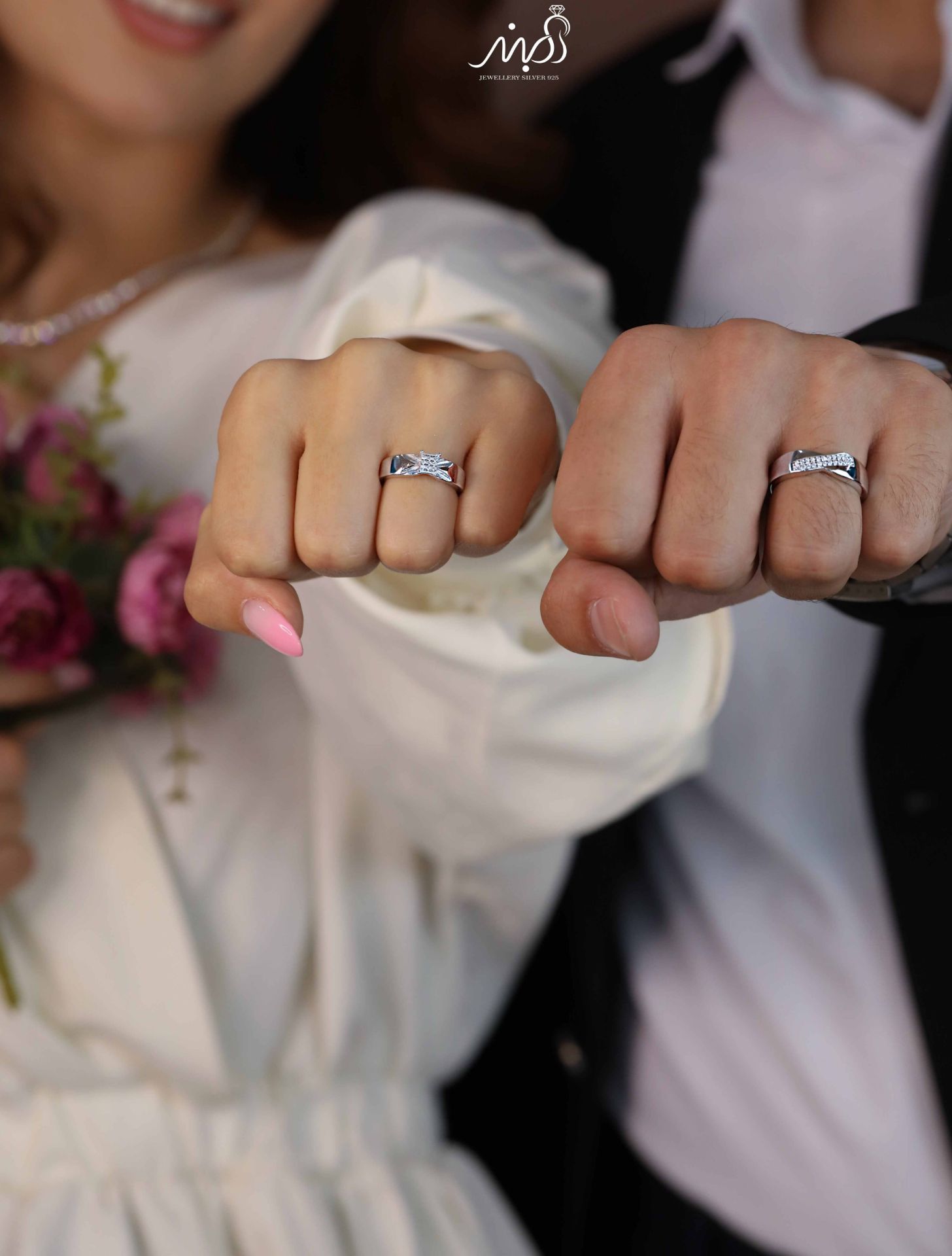 💍حلقه ست جواهري(مردانه و زنانه) خاص و زیبا؛ نقره عیار ۹۲۵(R_1259)	