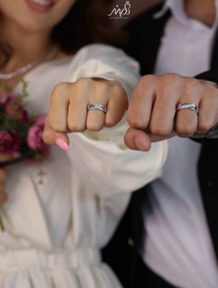 💍حلقه ست جواهري(مردانه و زنانه) خاص و زیبا؛ نقره عیار ۹۲۵(R_1259)	