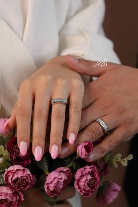 💍حلقه ست جواهري(مردانه و زنانه) خاص و زیبا؛ نقره عیار ۹۲۵(R_1260)	