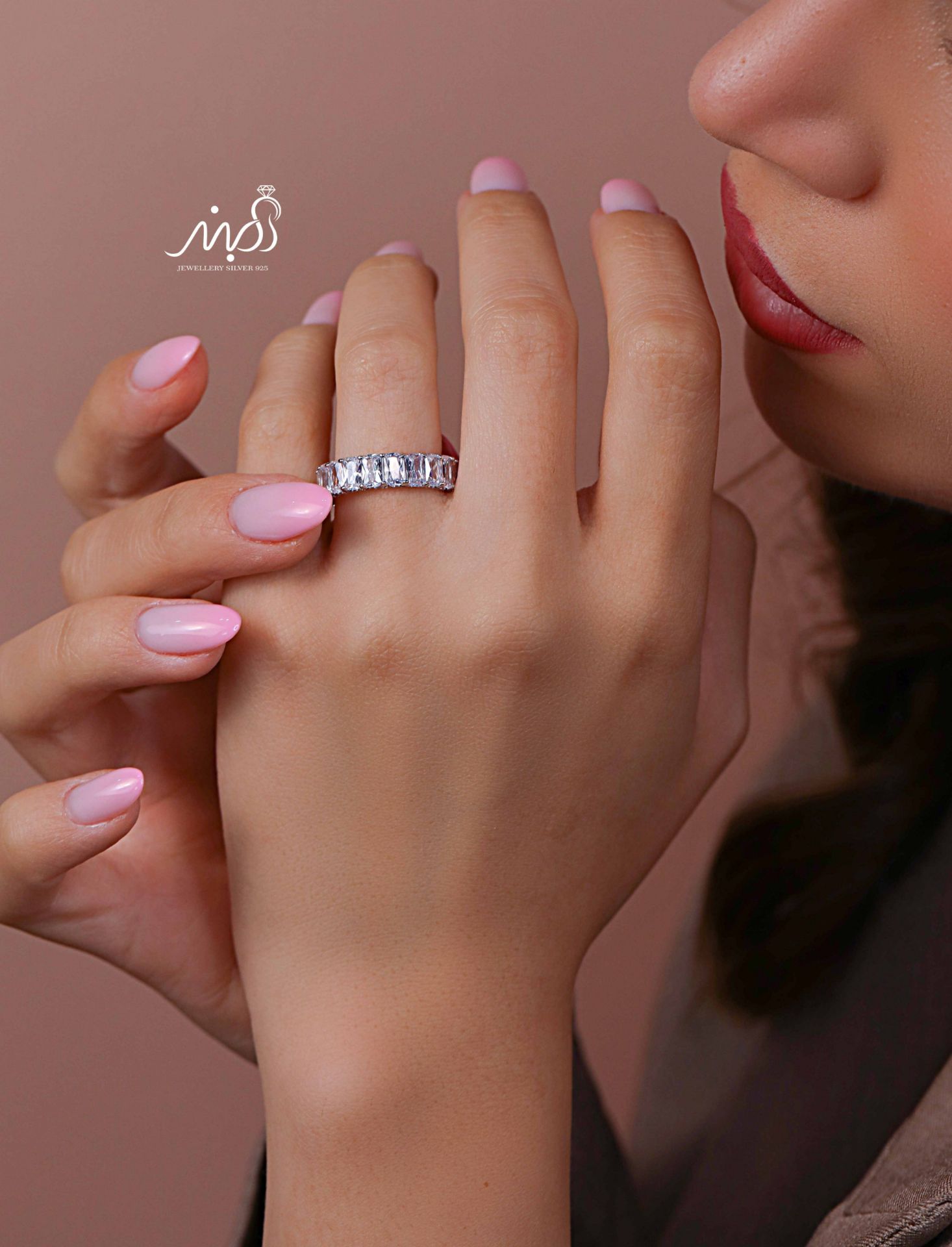 💍انگشتر جواهري تنیسی باگت خاص و زیبا؛ نقره عیار ۹۲۵(R_1264)	
