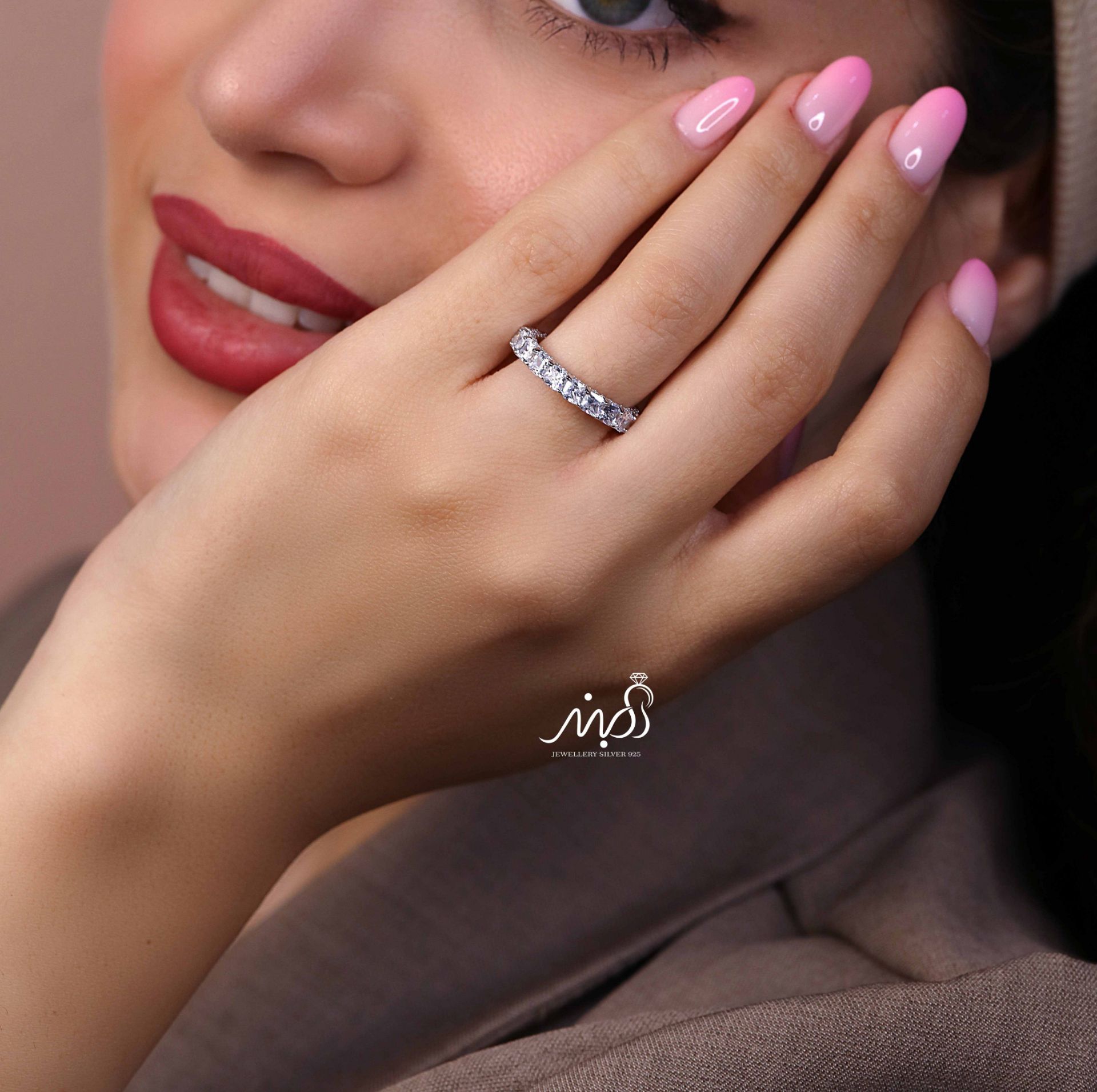 💍انگشتر جواهري تنیسی خاص و زیبا؛ نقره عیار ۹۲۵(R_1262)	