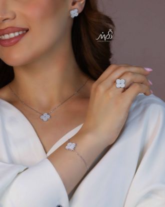 💍سرويس جواهری ونکلیف خاص و زيبا(گردنبند ، گوشواره ، دستبند و انگشتر) نقره عیار 925 (S_6047)‌‌‌‌‌‌ ‌	