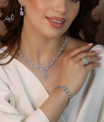 💍سرويس جواهری امرالد خاص و زيبا(گردنبند ، گوشواره ، دستبند و انگشتر) نقره عیار 925 (S_6049)‌‌‌‌‌‌ ‌	