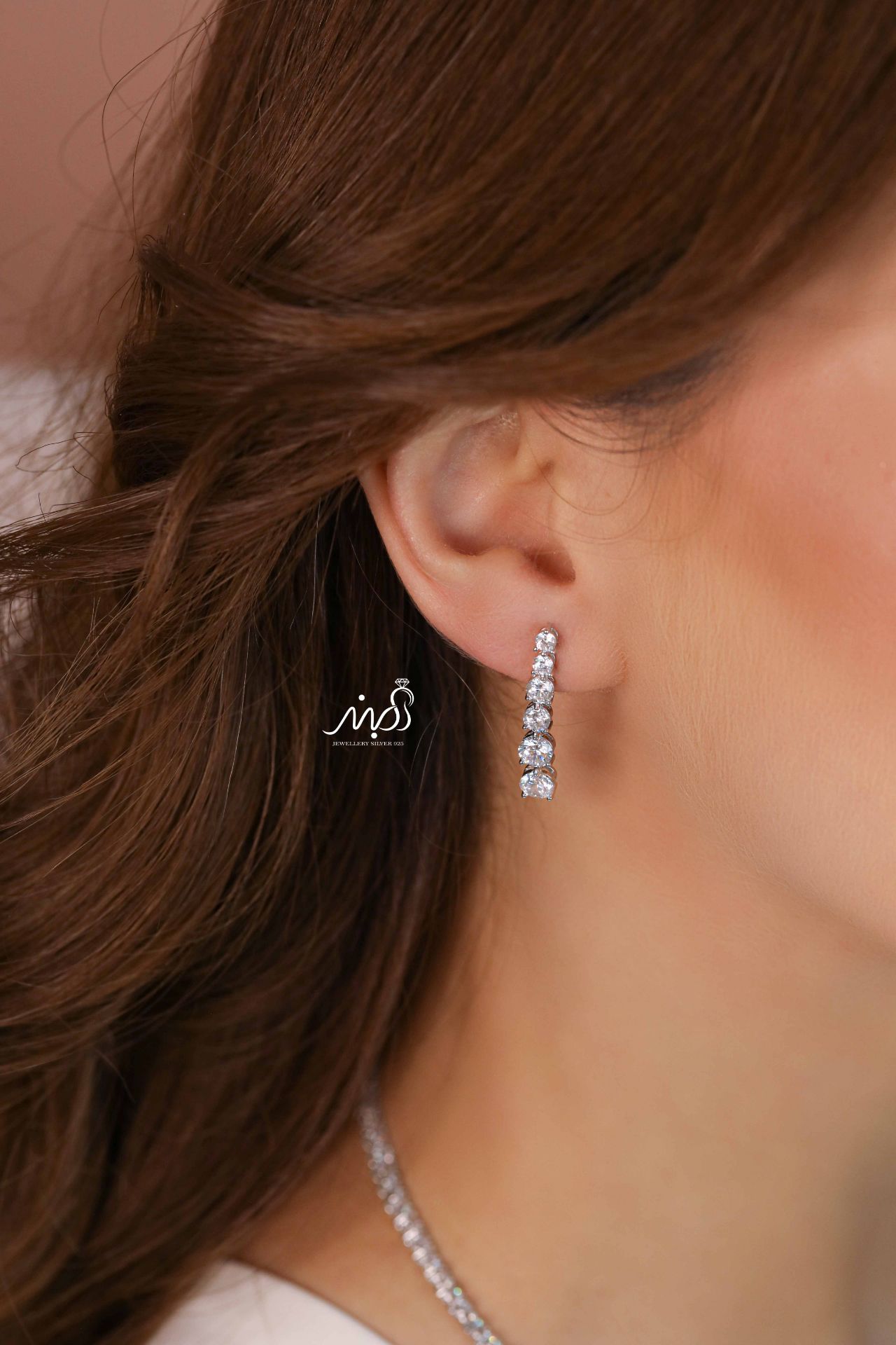 💍سرويس جواهری تنیسی  خاص و زيبا(گردنبند ، گوشواره ، دستبند و انگشتر) نقره عیار 925 (S_6051)‌‌‌‌‌‌ ‌	