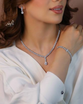 💍سرويس جواهری خاص و زيبا(گردنبند ، گوشواره ، دستبند ) نقره عیار 925 (S_6052)‌‌‌‌‌‌ ‌	