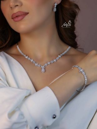 💍سرويس جواهری خاص و زيبا(گردنبند ، گوشواره ، دستبند) نقره عیار 925 (S_6054)‌‌‌‌‌‌ ‌	