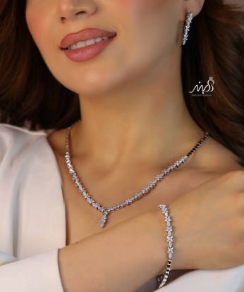 💍سرويس جواهری خاص و زيبا(گردنبند ، گوشواره ، دستبند ) نقره عیار 925 (S_6055)‌‌‌‌‌‌ ‌	