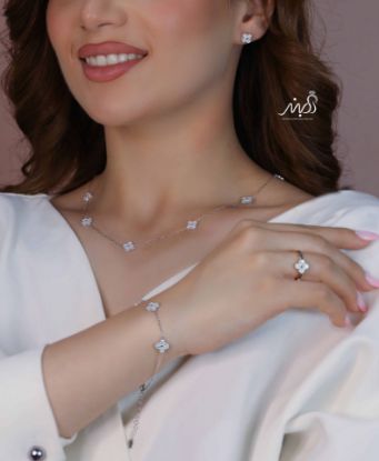 💍سرويس جواهری ونکلیف خاص و زيبا(گردنبند ، گوشواره ، دستبند و انگشتر) نقره عیار 925 (S_6056)‌‌‌‌‌‌ ‌	