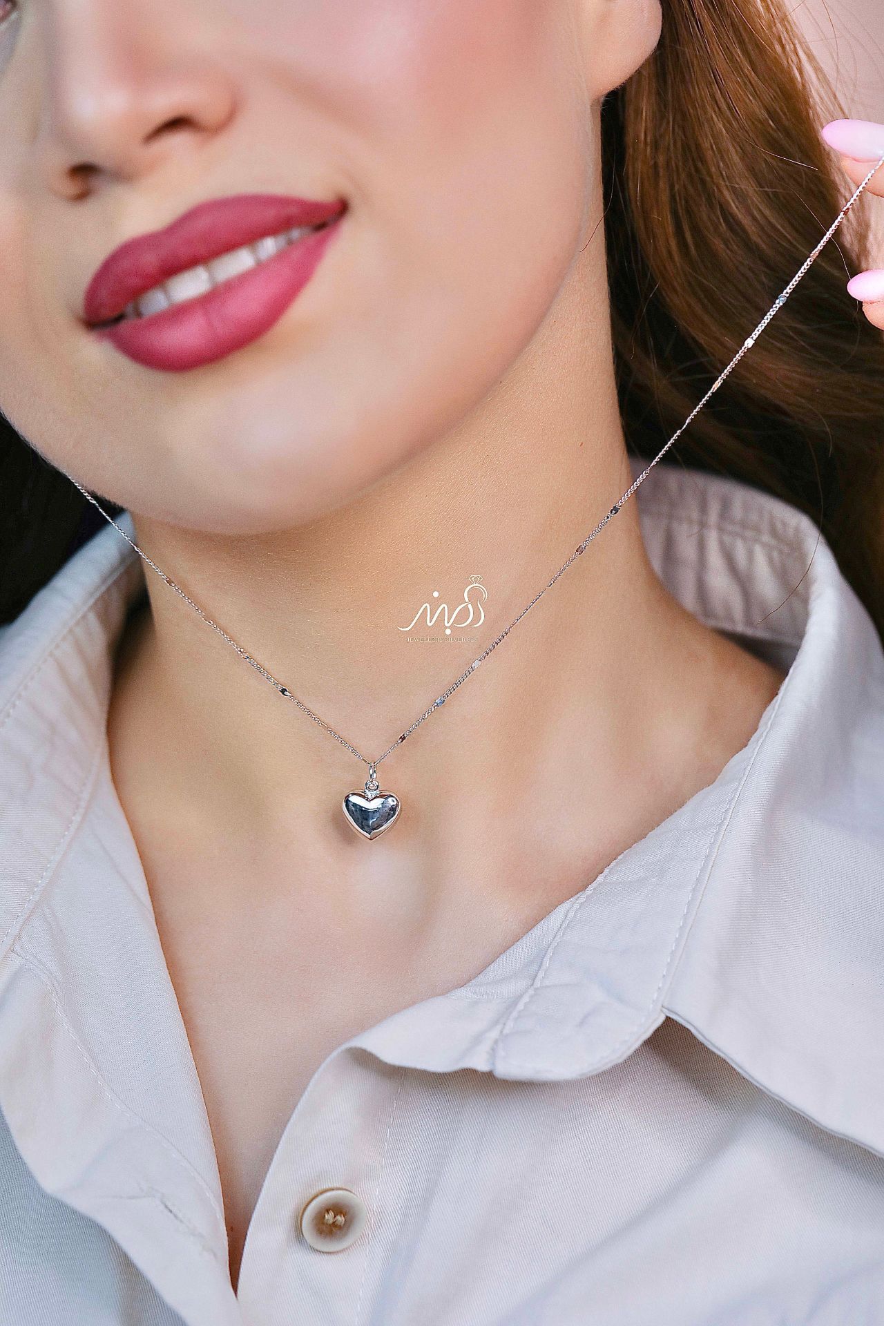 💍گردنبند جواهری قلب، خاص و زیبا ، نقره عیار ۹۲۵ (G_3263)‌‌‌‌‌‌	