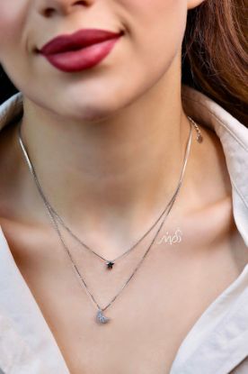 💍گردنبند جواهری دو لاین ماه و ستاره ، خاص و زیبا ، نقره عیار ۹۲۵ (G_3265)‌‌‌‌‌‌	