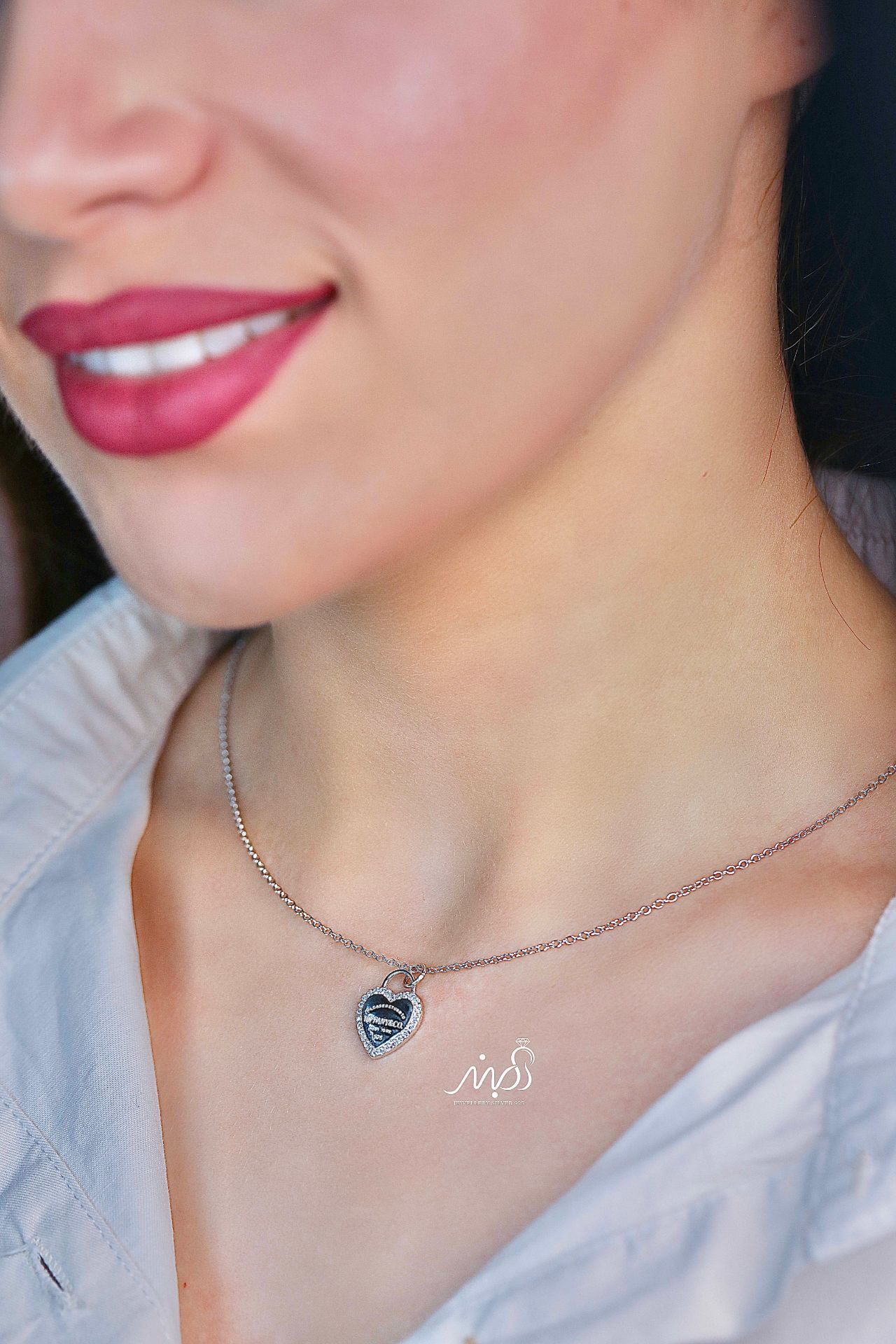 💍گردنبند جواهری قلب، خاص و زیبا ، نقره عیار ۹۲۵ (G_3268)‌‌‌‌‌‌	