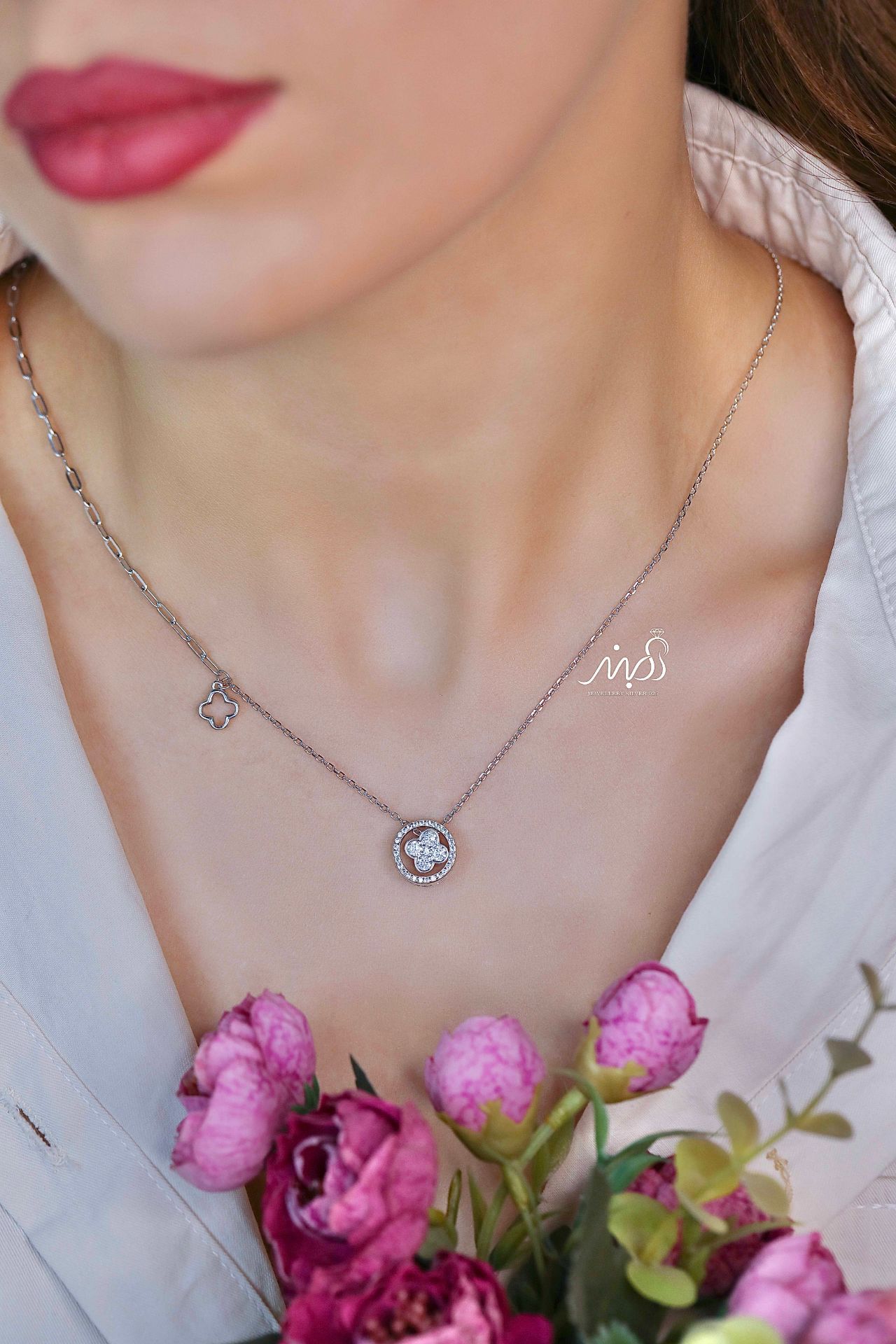💍گردنبند جواهری خاص و زیبا ، نقره عیار ۹۲۵ (G_3274)‌‌‌‌‌‌	