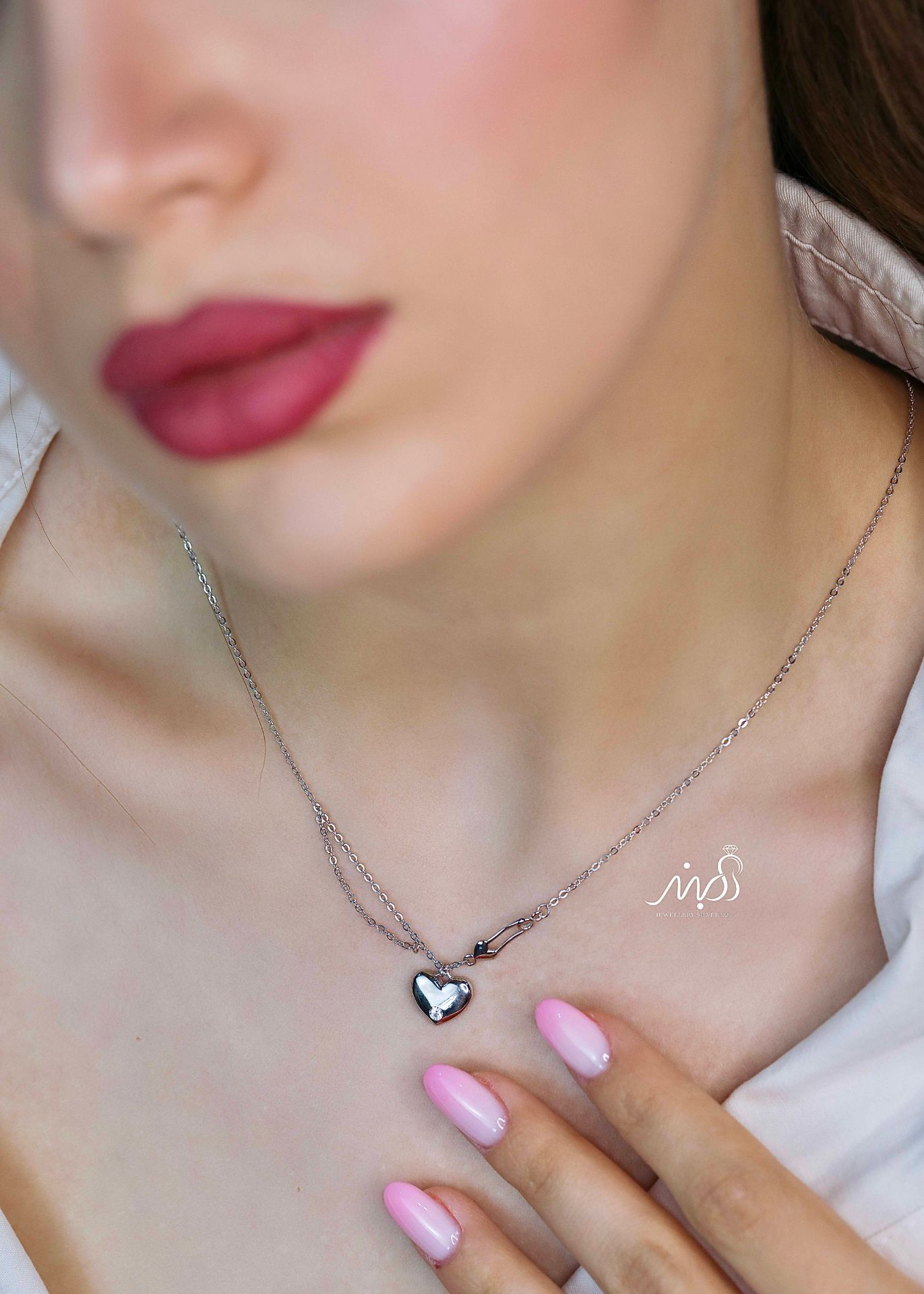 💍گردنبند جواهری قلب خاص و زیبا ، نقره عیار ۹۲۵ (G_3279)‌‌‌‌‌‌	
