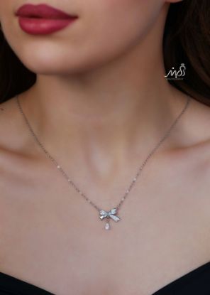 💍گردنبند جواهری پاپیونی خاص و زیبا ، نقره عیار ۹۲۵ (G_3283)‌‌‌‌‌‌	