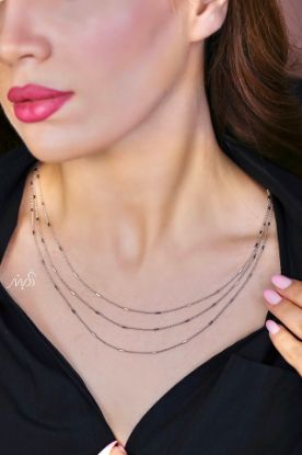 💍گردنبند جواهری سه لاين خاص و زیبا ، نقره عیار ۹۲۵ (G_3286)‌‌‌‌‌‌	