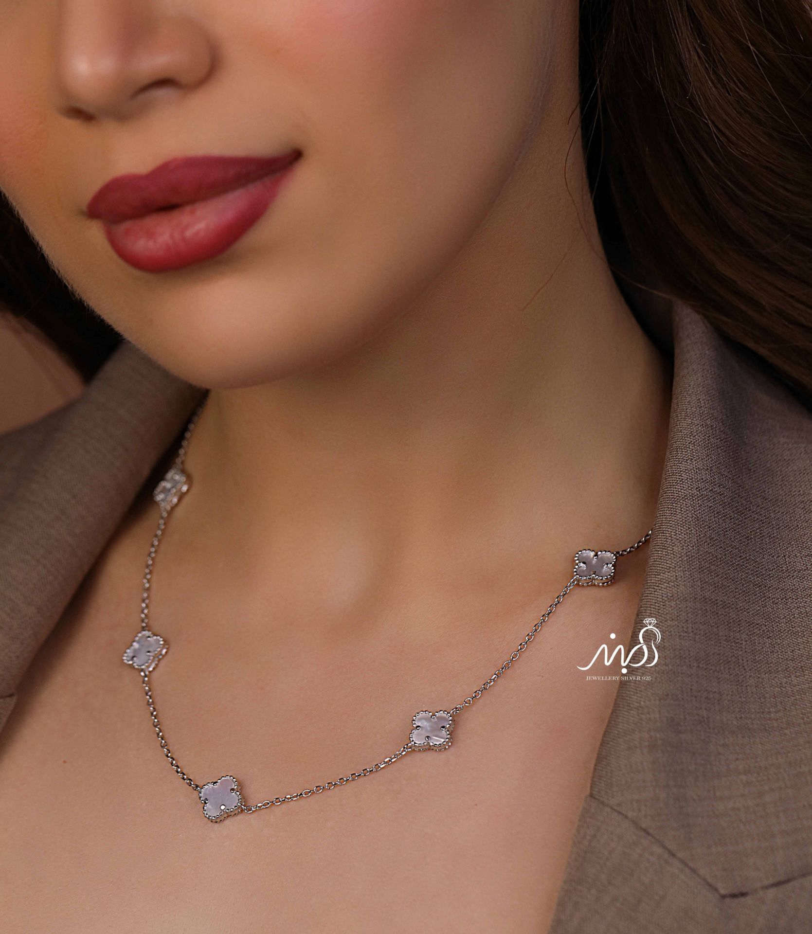 💍گردنبند جواهری ونکلیف خاص و زیبا ، نقره عیار ۹۲۵ (G_3287)‌‌‌‌‌‌	
