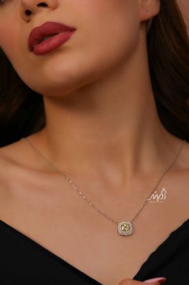 💍گردنبند جواهری با نگين سیترين خاص و زیبا ، نقره عیار ۹۲۵ (G_3294)‌‌‌‌‌‌	