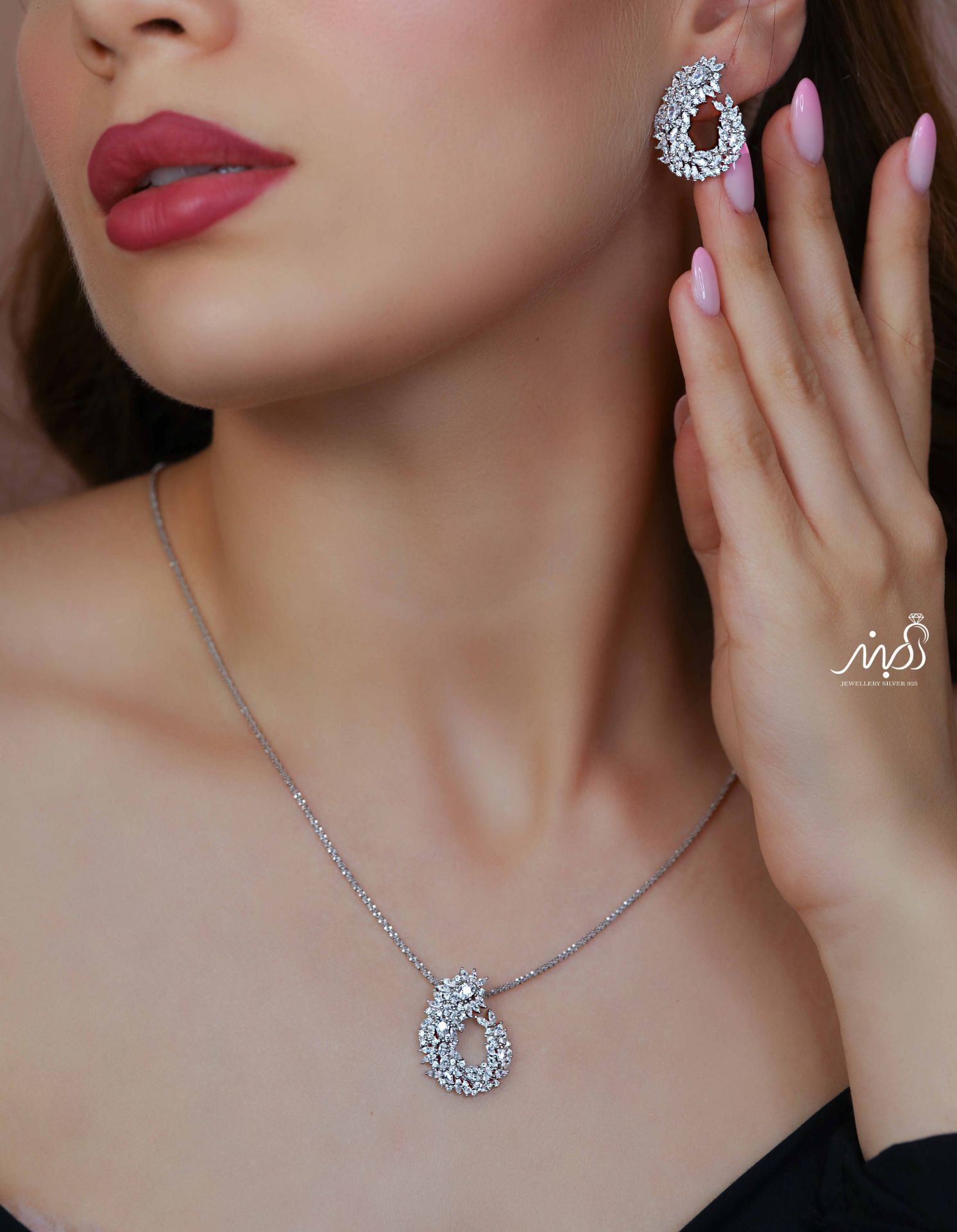 💍نیمست جواهری لوکس و زیبا نقره عیار ۹۲۵(N_4040)	