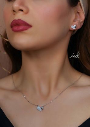 💍نیم ست قلب (گردنبند و گوشواره ) خاص و زیبا ، نقره عیار ۹۲۵( N_4385)	