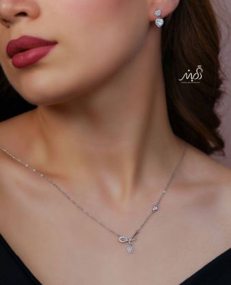 💍نیم ست پاپیون و  قلب (گردنبند و گوشواره ) خاص و زیبا ، نقره عیار ۹۲۵( N_4386)	