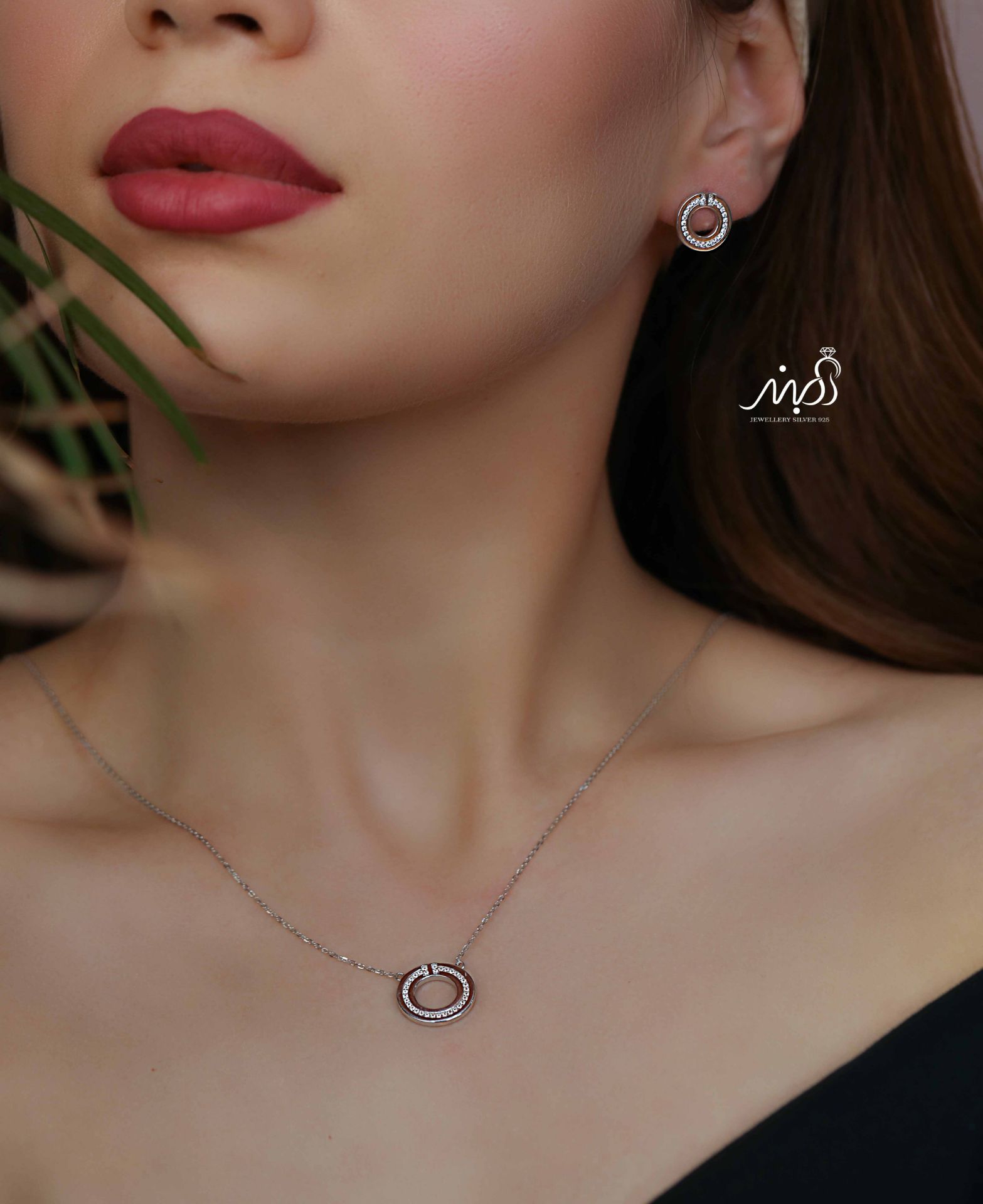 💍نیم ست جواهری (گردنبند و گوشواره ) خاص و زیبا ، نقره عیار ۹۲۵( N_4387)	