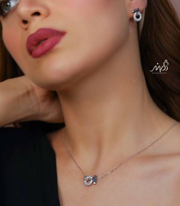 💍نیم ست جواهری (گردنبند و گوشواره ) خاص و زیبا ، نقره عیار ۹۲۵( N_4389)	