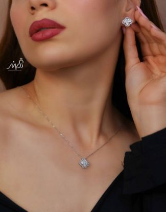 💍نیم ست جواهری ونکلیف  (گردنبند و گوشواره ) خاص و زیبا ، نقره عیار ۹۲۵( N_4391)	