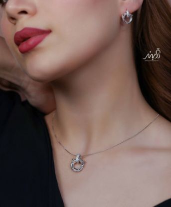 💍نیم ست جواهری (آويز و گوشواره ) خاص و زیبا ، نقره عیار ۹۲۵( N_4392)	