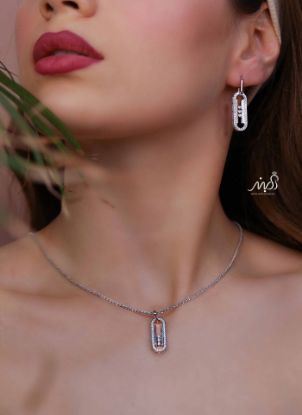 💍نیم ست جواهری (آويز و گوشواره ) خاص و زیبا ، نقره عیار ۹۲۵( N_4394)	