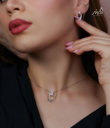 💍نیم ست جواهری (آويز و گوشواره ) خاص و زیبا ، نقره عیار ۹۲۵( N_4395)	