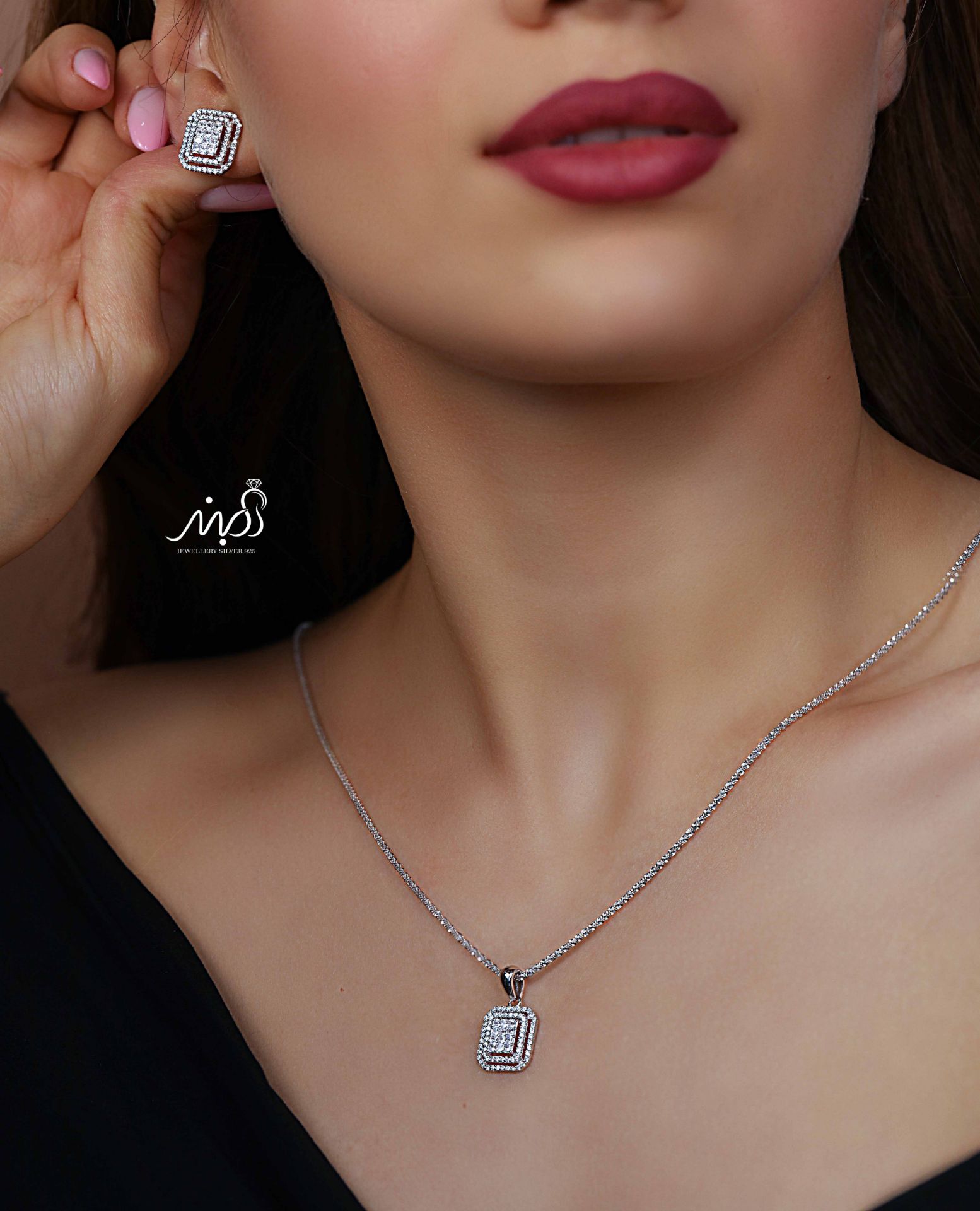 💍نیم ست امرالد(آويز و گوشواره ) خاص و زیبا ، نقره عیار ۹۲۵( N_4397)	