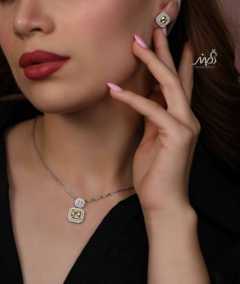 💍نیم ست جواهری با نگین سیترين خاص و زيبا نقره عیار ۹۲۵ (آويز و گوشواره )(N_4400)‌‌‌‌‌‌ ‌	