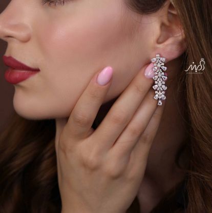 💍گوشواره جواهری  ؛ با طراحي زيبا نقره عیار ۹۲۵ (E_5049)	