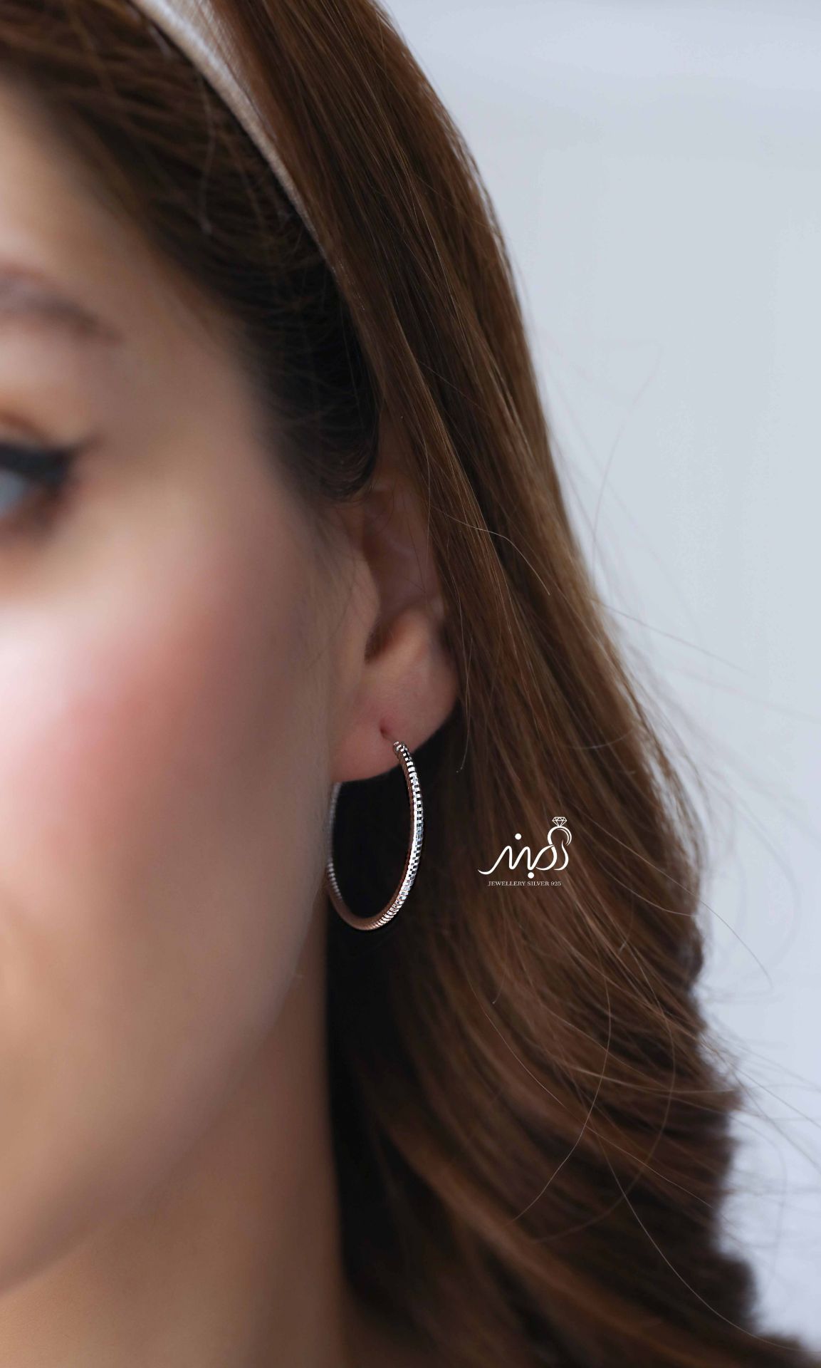💍گوشواره جواهری حلقه ای ؛ با طراحي زيبا نقره عیار ۹۲۵ (E_5051)	