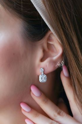 💍گوشواره جواهری  ؛ با طراحي زيبا نقره عیار ۹۲۵ (E_5056)	