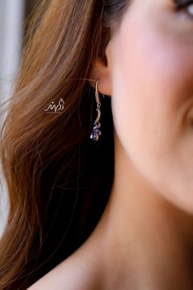 💍گوشواره جواهری با نگین های بنفش  ؛ با طراحي زيبا نقره عیار ۹۲۵ (E_5057)	
