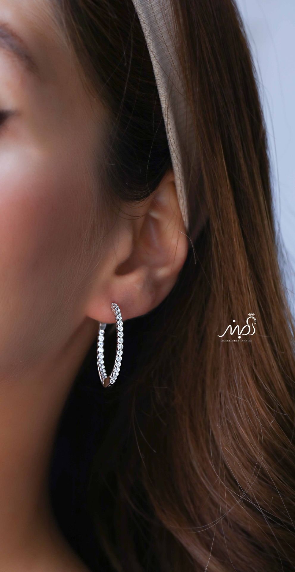 💍گوشواره جواهری حلقه ای  ؛ با طراحي زيبا نقره عیار ۹۲۵ (E_5059)	