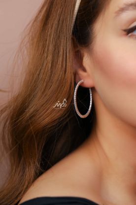 💍گوشواره جواهری حلقه ای ؛ با طراحي زيبا نقره عیار ۹۲۵ (E_5060)	