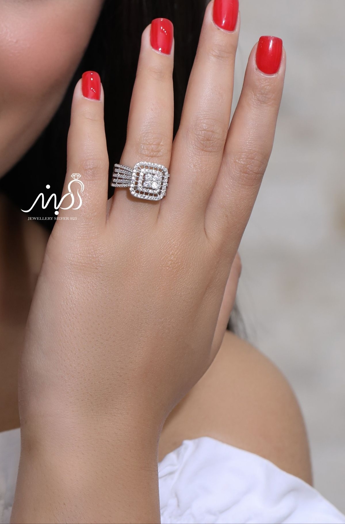 💍انگشتر جواهري لوکس خاص و زیبا؛ نقره عیار 925(R_1200)	