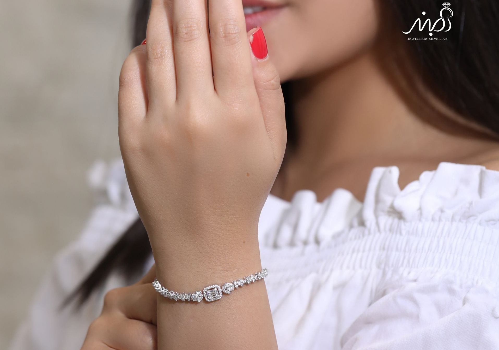 💍دستبند جواهری خاص و زیبا ، نقره عیار 925 (D_7122)