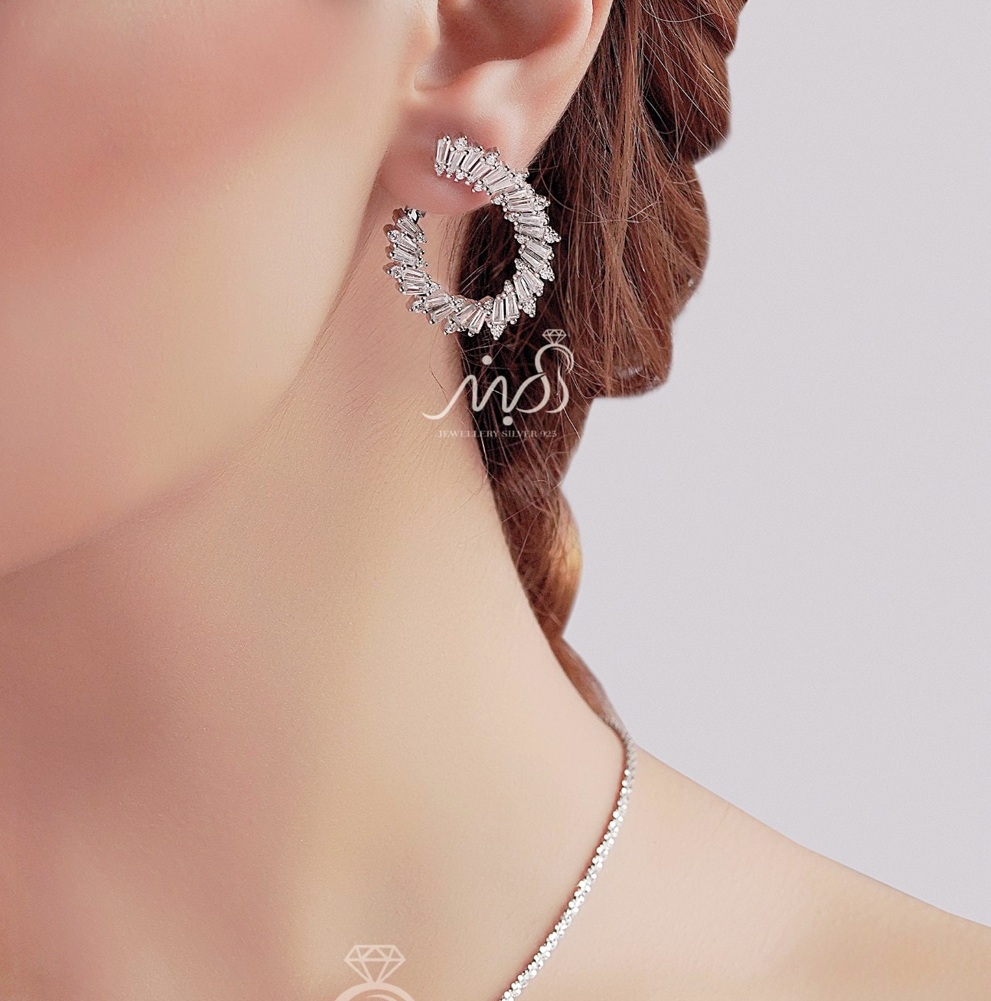 💍نیم ست جواهری نگین تمپرز،نقره عیار 925 (آویز و گوشواره)(N_4082)