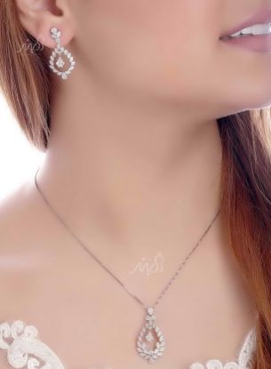 💍نیم ست جواهری با طراحی ژورنالی جواهرات بروز دنیا ؛ نقره عیار ۹۲۵ (N_4121)