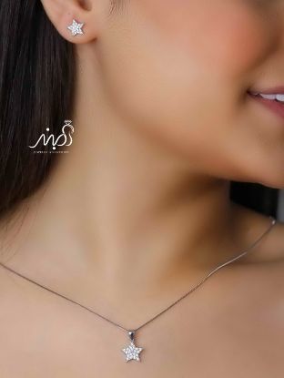 💍نیم ست ظریف ستاره (آويز ، گوشواره ) خاص و زیبا ، نقره عیار ۹۲۵(N_4266)