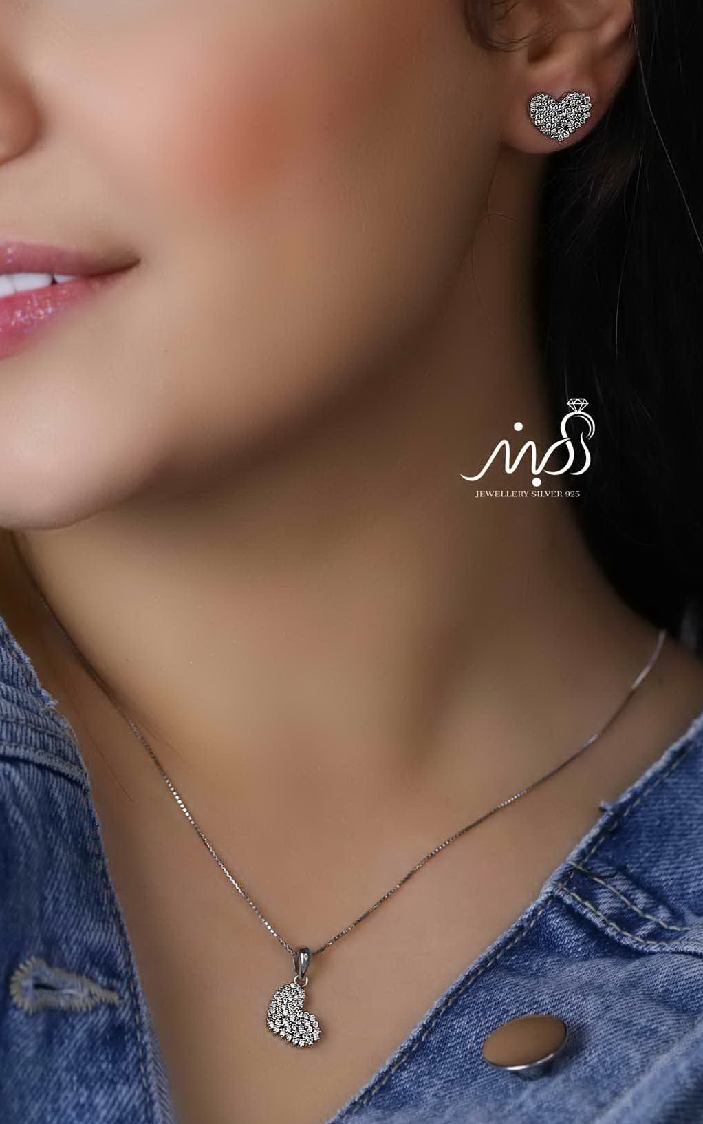 💍نیم ست ظریف قلب (آويز ، گوشواره ) خاص و زیبا ، نقره عیار ۹۲۵(N_4261)