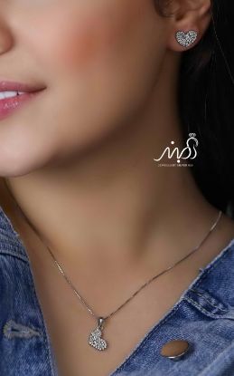 💍نیم ست ظریف قلب (آويز ، گوشواره ) خاص و زیبا ، نقره عیار ۹۲۵(N_4261)