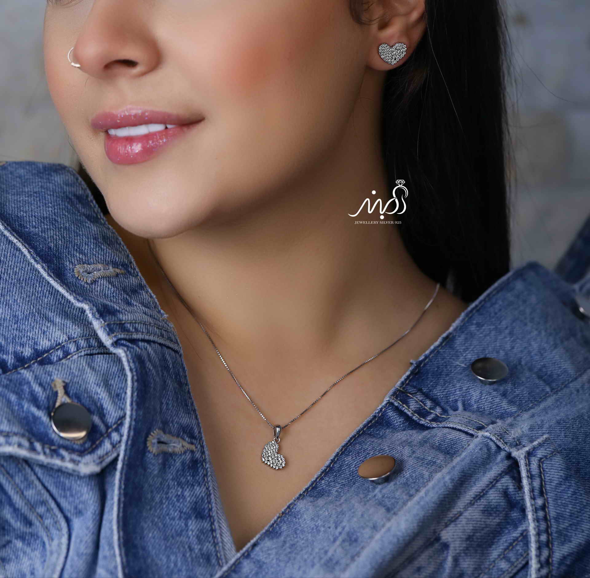 💍نیم ست ظریف قلب (آويز ، گوشواره ) خاص و زیبا ، نقره عیار ۹۲۵(N_4261)
