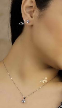 💍نیم ست تک نگین (آويز ، گوشواره ) خاص و زیبا ، نقره عیار ۹۲۵(N_4256)