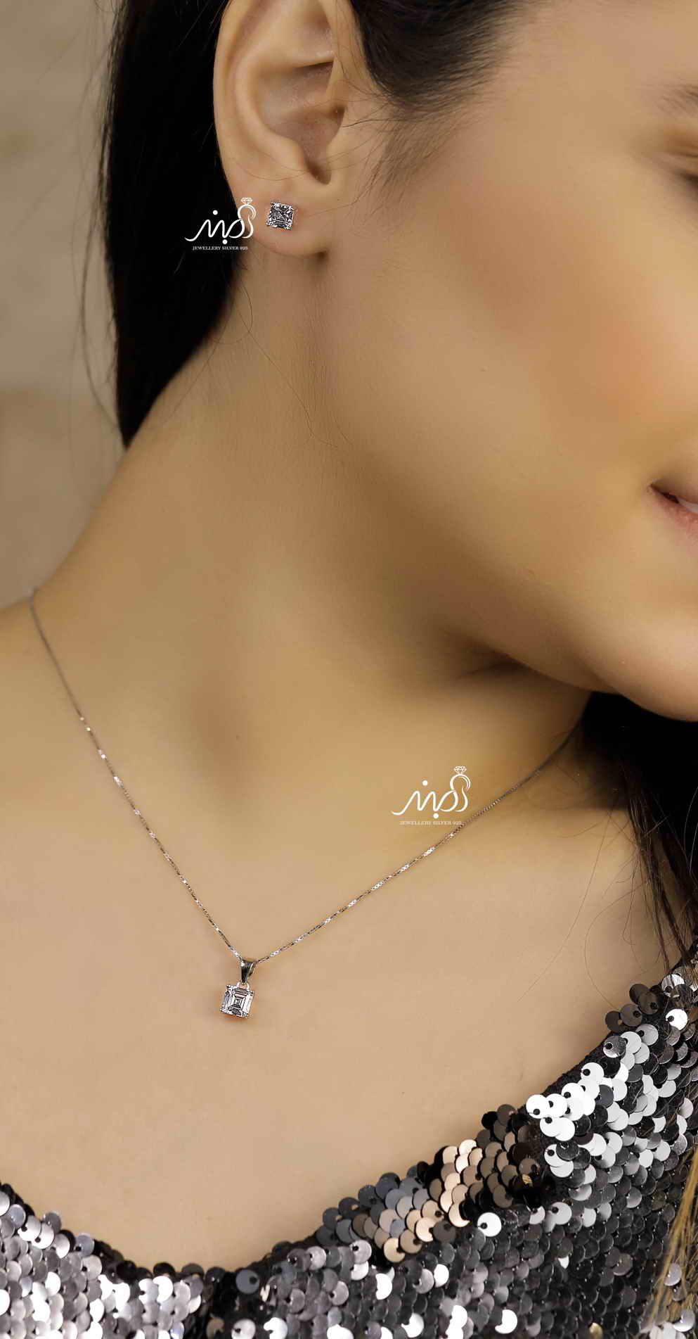 💍نیم ست تک نگین (آويز ، گوشواره ) خاص و زیبا ، نقره عیار ۹۲۵(N_4256)